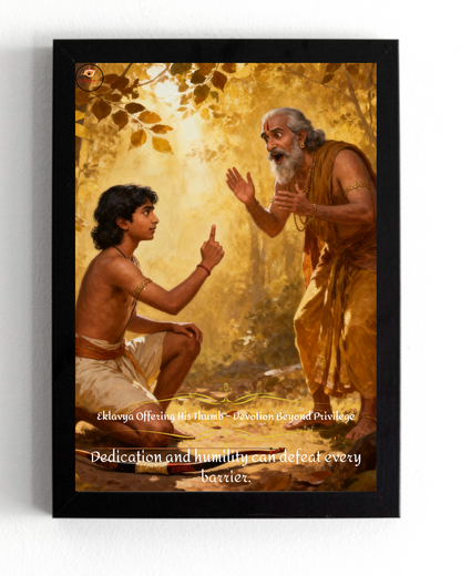 Ekalavya offering his thumb Framed Posters