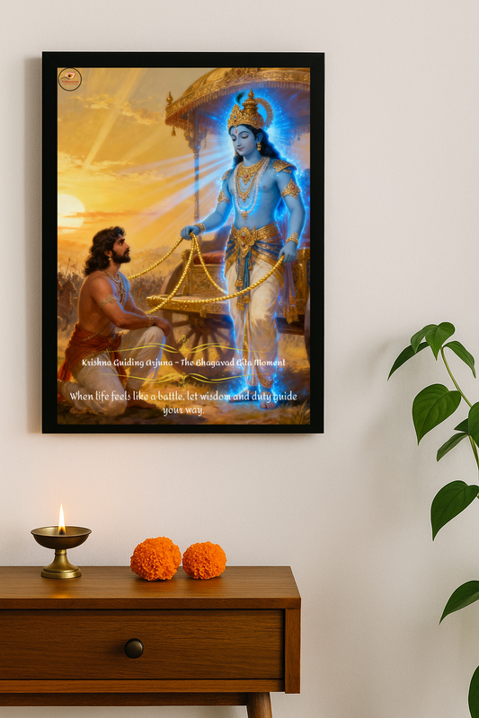 Krishna Guiding Arjuna Framed Posters