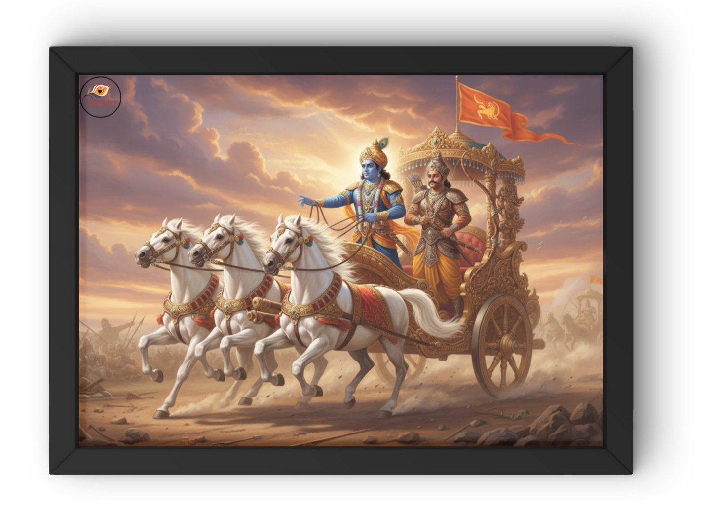 Shree Krishna with Arjun Mahabharat theme Framed Posters