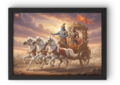 Shree Krishna with Arjun Mahabharat theme Framed Posters