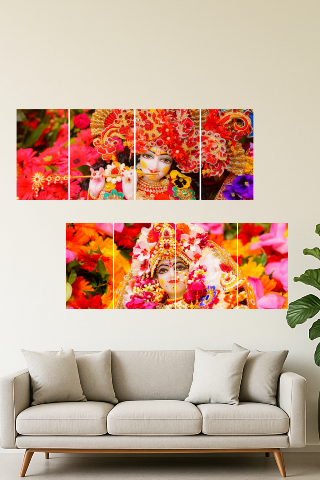 Shree Radhakrishna Split Divine Unframed Posters