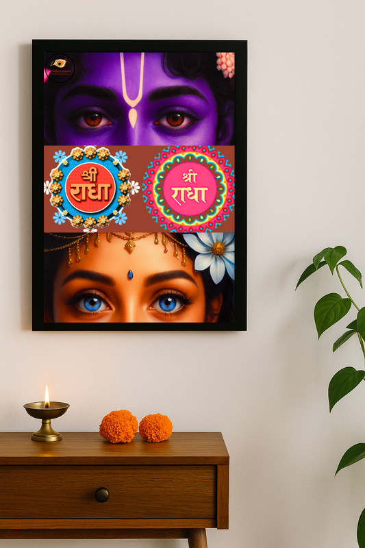 Shree Radhakrishna Glowing Eyes Framed Posters