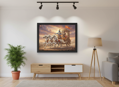 Shree Krishna with Arjun Mahabharat theme Framed Posters