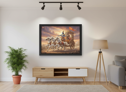 Shree Krishna with Arjun Mahabharat theme Framed Posters