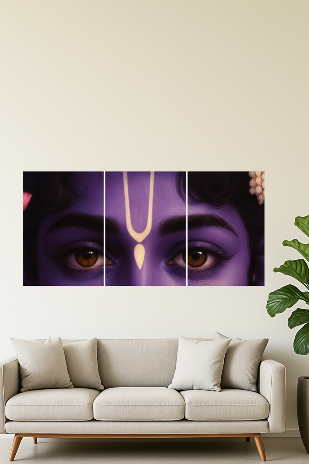 Shree Krishna Glowing Eyes Split Divine Unframed Posters
