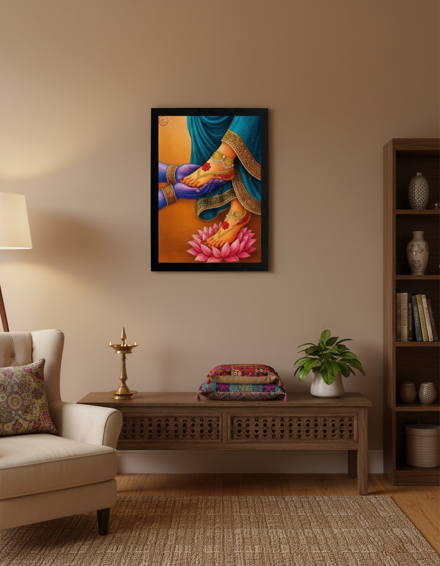 Shree Radha Feet Hold Shree krishna  Framed Posters