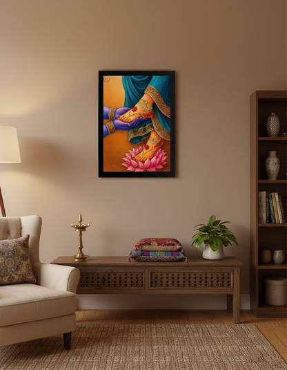 Shree Radha Feet Hold Shree krishna  Framed Posters