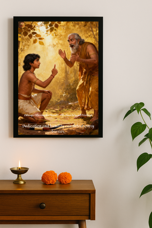 Ekalavya offering his thumb Framed Posters