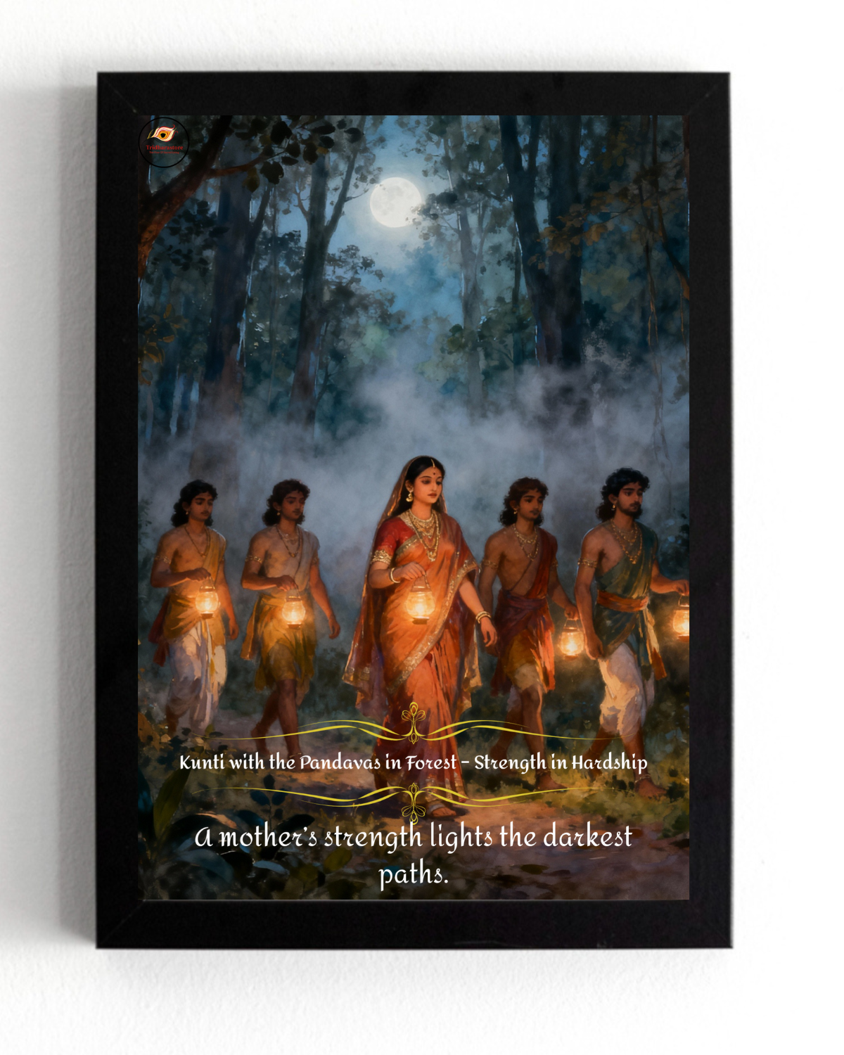 Kunti with the Pandavas in forest Framed Posters