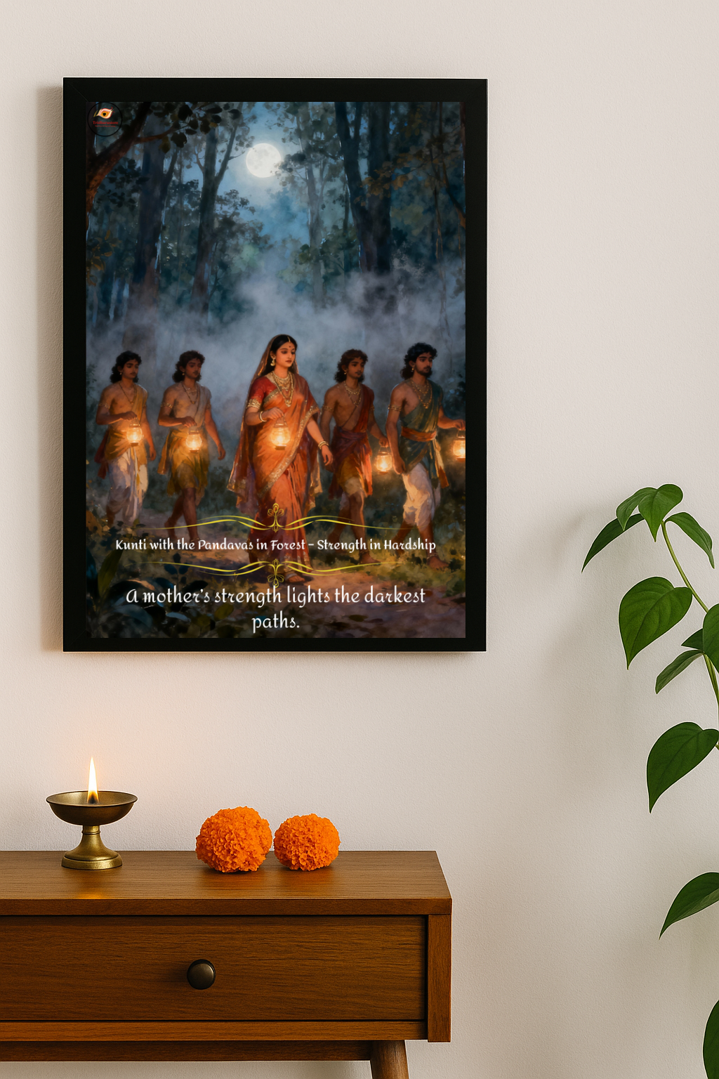 Kunti with the Pandavas in forest Framed Posters